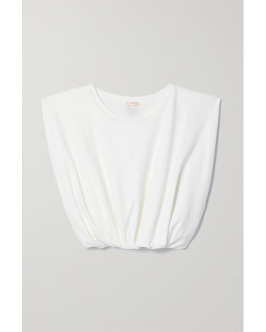 Johanna Ortiz Net Sustain Machakos Cropped Embroidered Ribbed Jersey Top