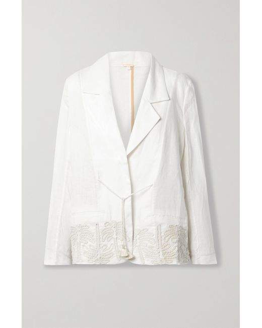 Johanna Ortiz Net Sustain Unfolded Moment Embroidered Linen And Cotton-blend Blazer