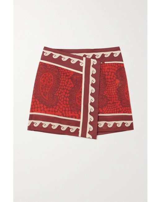 Johanna Ortiz Net Sustain Hunting Roots Printed Cotton-voile Mini Wrap Skirt