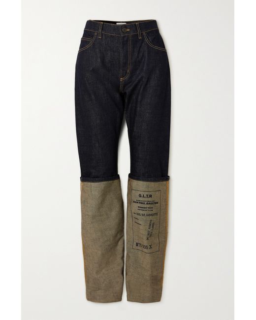 Jean Paul Gaultier Printed High-rise Wide-leg Jeans Indigo
