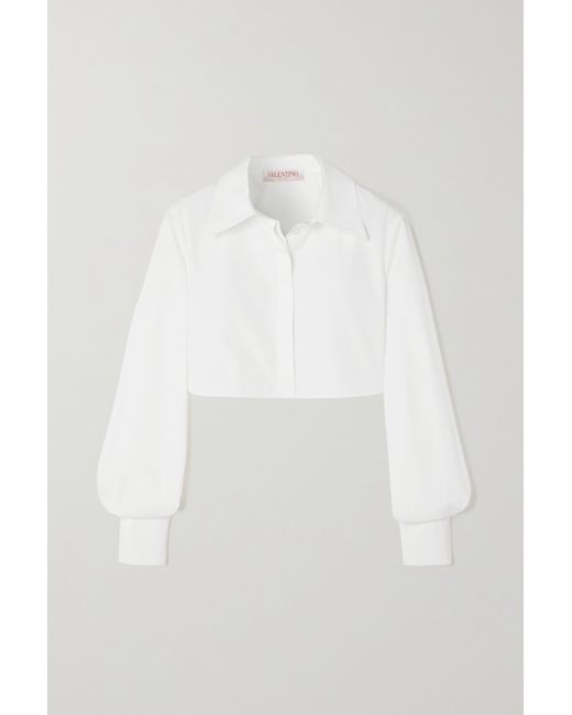 Valentino Garavani Cropped Cotton-poplin Shirt