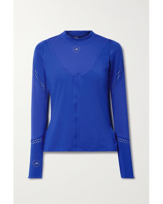 Adidas by Stella McCartney Truepurpose Perforated Printed Stretch Recycled Top Royal