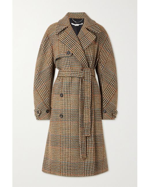 Stella McCartney Double-breasted Belted Checked Wool-blend Tweed Coat