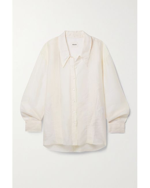 Khaite Nori Pintucked Silk-organza Shirt