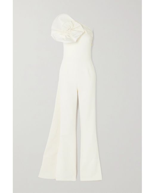 Safiyaa Omi Strapless Cape-effect Faille-trimmed Stretch-crepe Jumpsuit