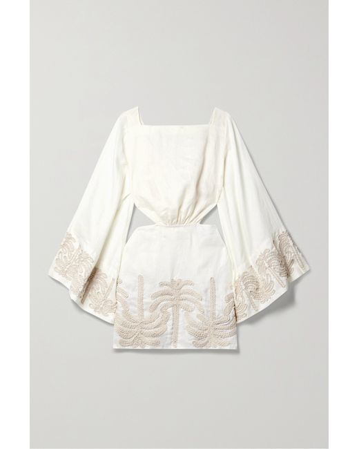 Johanna Ortiz Net Sustain Shared Present Embroidered Linen And Cotton-blend Mini Dress