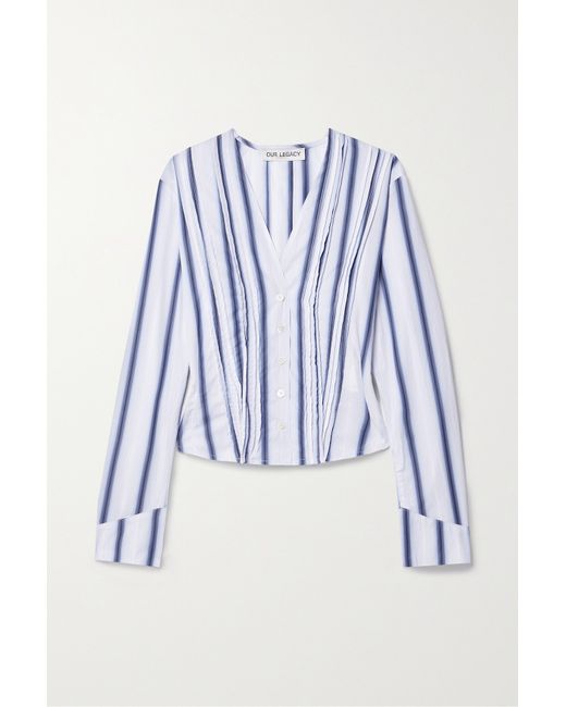 Our Legacy Pintucked Striped Cotton-poplin Shirt