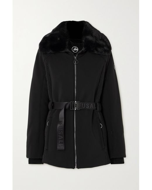 Fusalp Clea Belted Faux Fur-trimmed Softshell And Stretch-jersey Ski Jacket