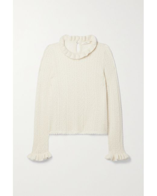 Dôen Eliana Ruffled Pointelle-knit Alpaca-blend Sweater