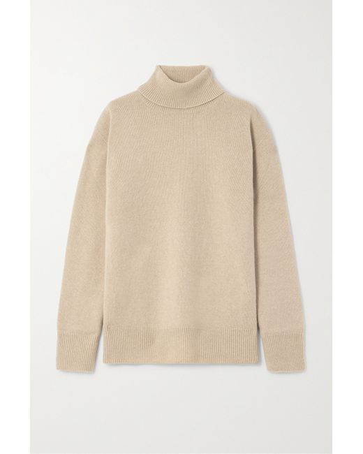 The Row Stepny Oversized Wool And Cashmere-blend Turtleneck Sweater Sand