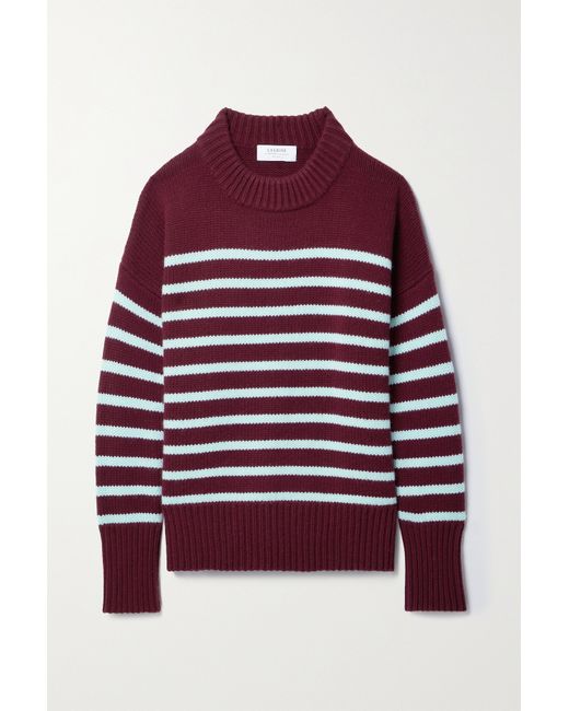La Ligne Marin Striped Wool And Cashmere-blend Sweater Plum