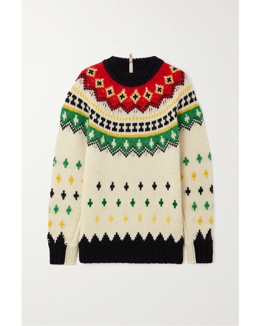 Moncler Grenoble Appliquéd Fair Isle Wool-blend Sweater