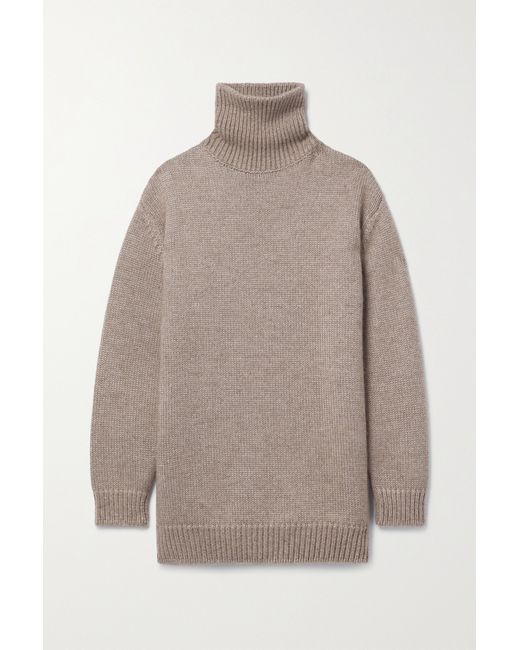 The Row Elu Oversized Alpaca And Silk-blend Turtleneck Sweater Taupe