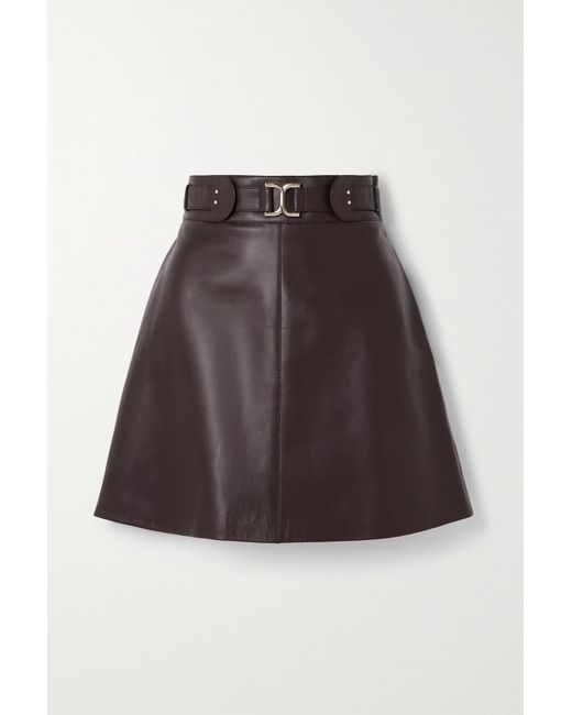 Chloé Belted Embellished Leather Mini Skirt