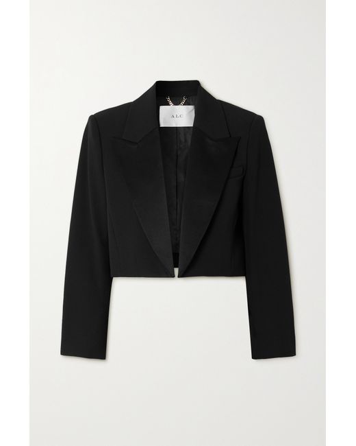 A.L.C. . Anderson Cropped Satin-trimmed Twill Blazer