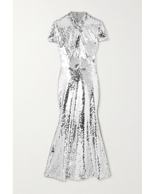 Self-Portrait Sequined Tulle Midi Dress