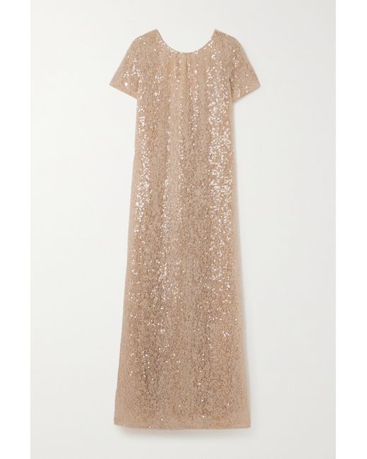 Staud Safi Open-back Sequined Lace Maxi Dress