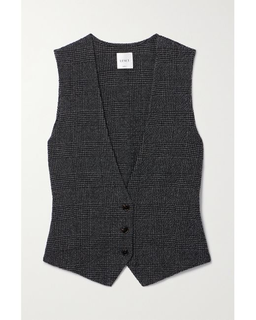 Leset Austyn Prince Of Wales Checked Alpaca-blend Vest Charcoal