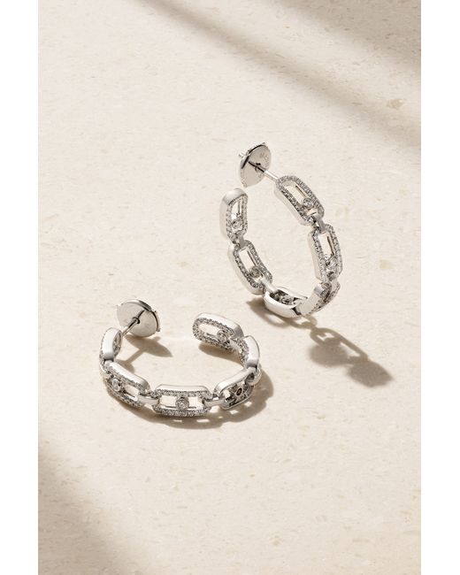 Messika Small Move Link 18-karat White Diamond Hoop Earrings