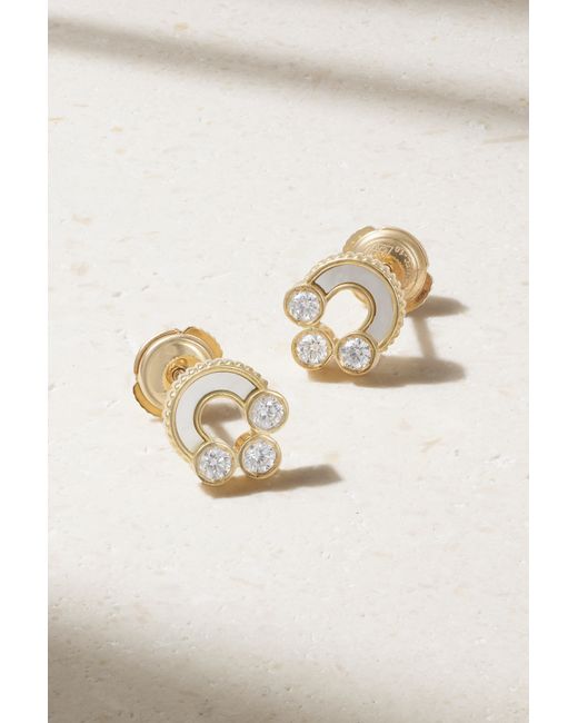 Viltier Magnetic 18-karat Mother-of-pearl And Diamond Earrings