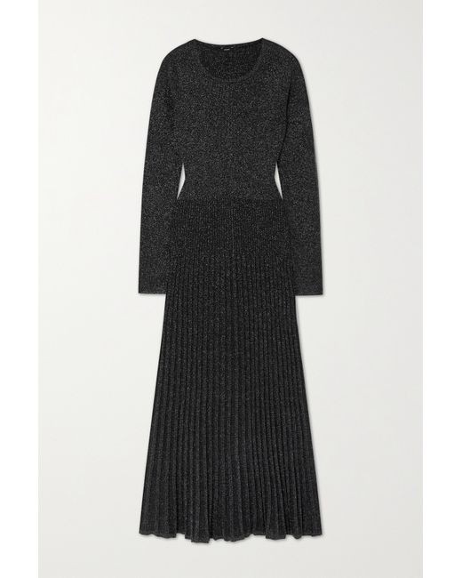 Joseph Metallic Ribbed-knit Midi Dress