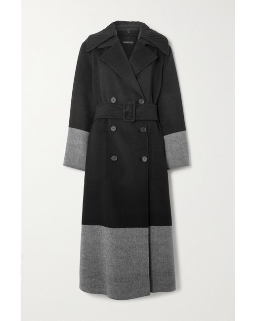 Joseph Merton Belted Double-breasted Two-tone Wool Coat