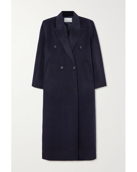 The Frankie Shop Gaia Oversized Double-breasted Wool-blend Felt Coat Navy