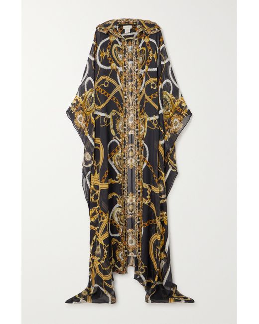 Camilla Embellished Printed Silk-chiffon Robe