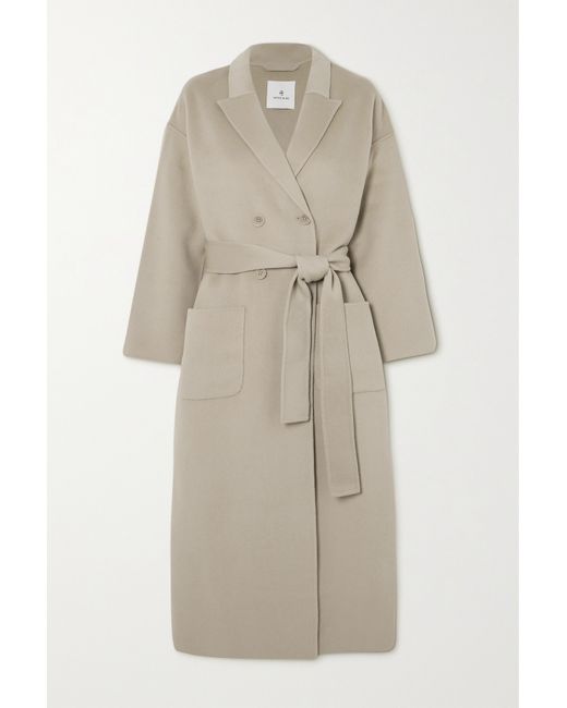 Anine Bing Dylan Double-breasted Belted Wool And Cashmere-blend Coat
