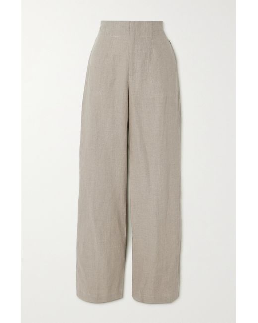Faithful the Brand Net Sustain Isotta Linen Straight-leg Pants Neutral