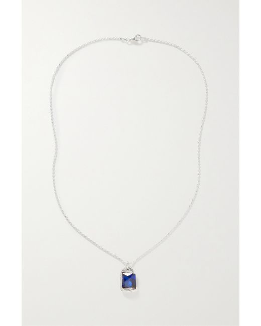 Bleue Burnham Rose Recycled Sterling Silver Laboratory-grown Sapphire Necklace