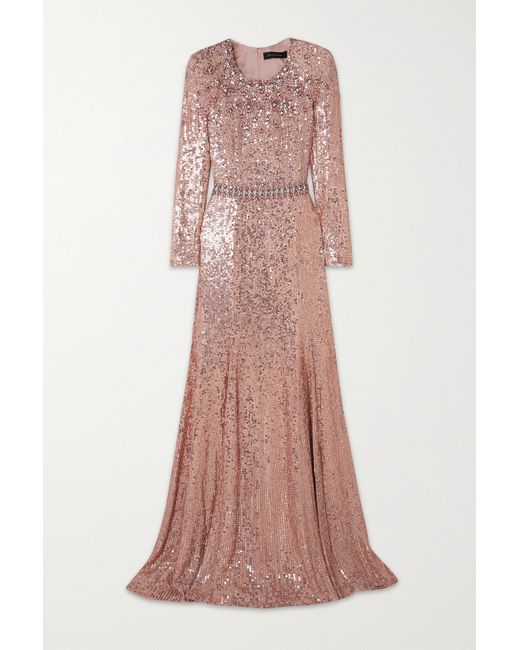 Jenny Packham Georgia Crystal-embellished Sequined Tulle Gown