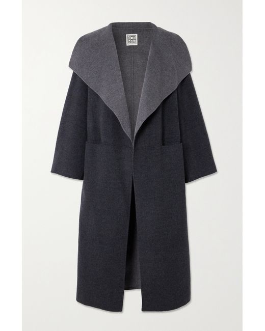 Totême Oversized Two-tone Wool And Cashmere-blend Coat Dark