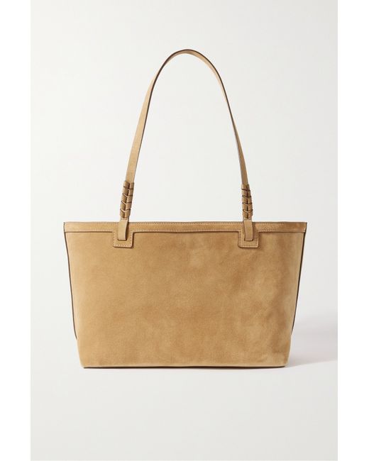 Métier Cala 32 Braided Leather-trimmed Suede Tote Tan