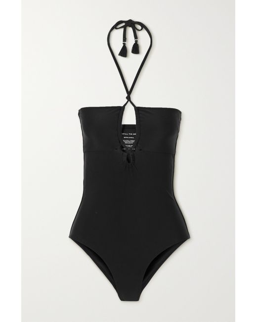 Faithful the Brand Net Sustain Ola Cutout Stretch-econyl Halterneck Swimsuit