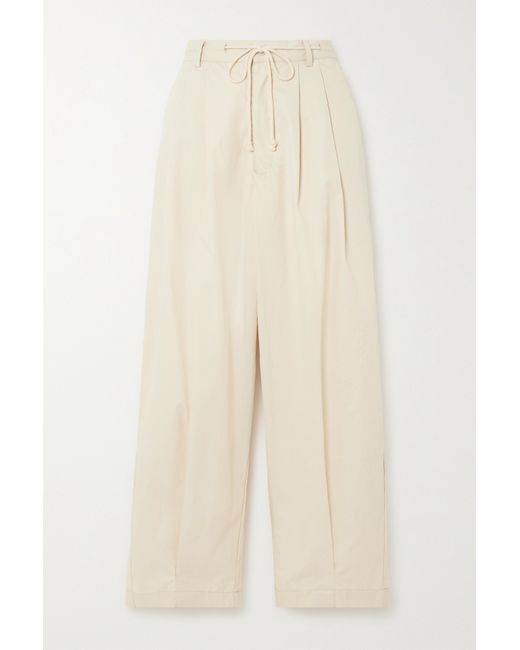 Deiji Studios Pleated Organic Cotton-twill Wide-leg Pants