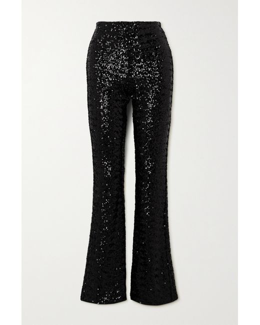 Oséree Sequined Stretch-satin Flared Pants