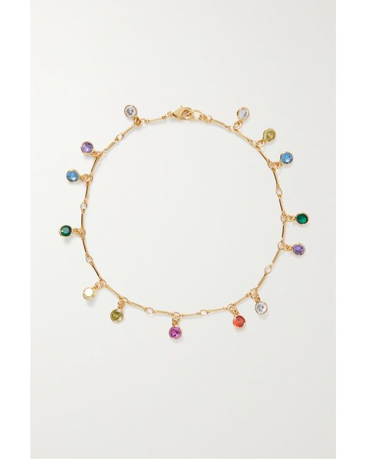 Roxanne Assoulin Rainbow Fringe Gold-tone Crystal Anklet