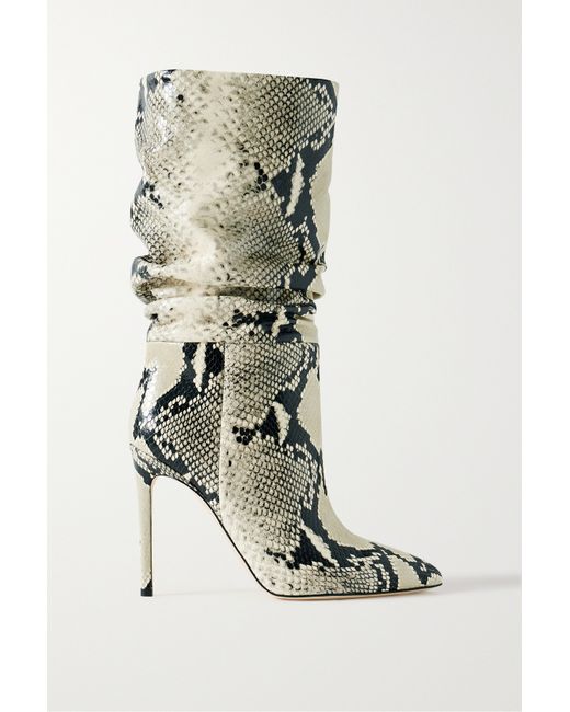 Paris Texas Slouchy Snake-effect Leather Boots Snake print