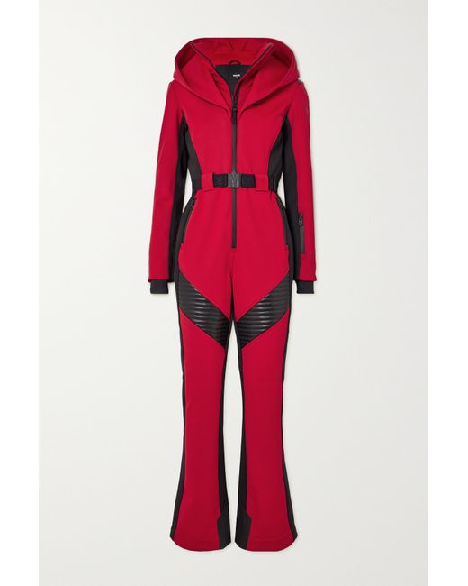 Mackage Elle-z Belted Hooded Faux Leather-trimmed Ski Suit