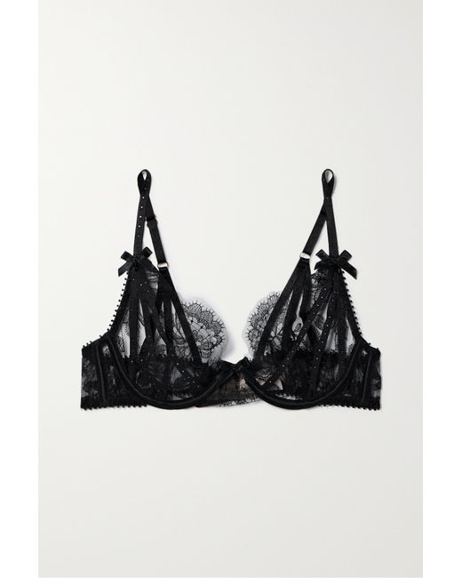 Agent Provocateur Krystabell Embellished Satin-trimmed Embroidered Tulle Soft-cup Underwired Bra