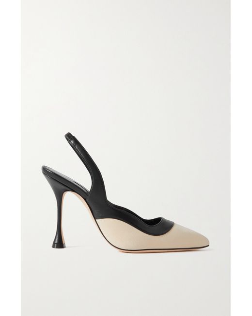 Manolo Blahnik Goga 105 Leather And Suede Slingback Pumps