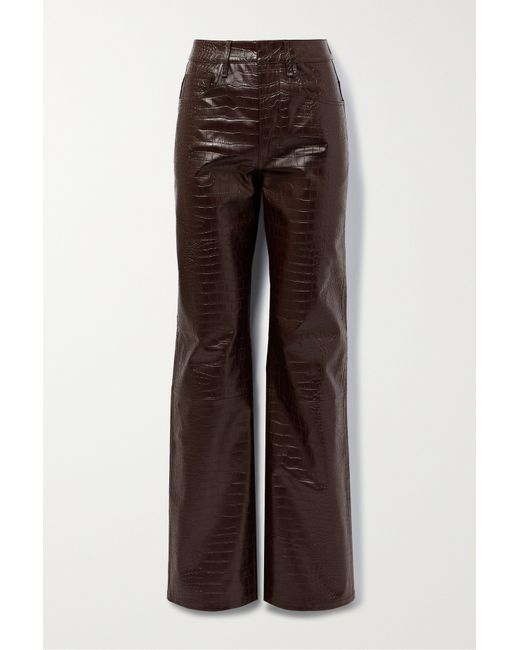 The Frankie Shop Bonnie Croc-effect Faux Leather Straight-leg Pants
