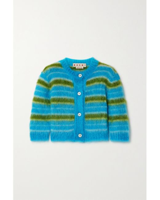 Marni Cropped Striped Mohair-blend Cardigan