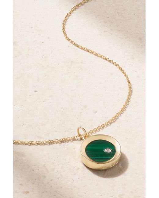 Mateo 14-karat Gold Malachite And Diamond Necklace