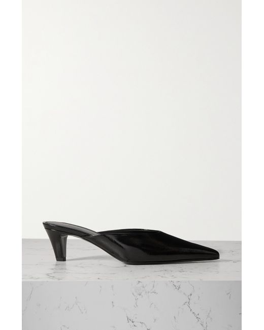 Totême Net Sustain Glossed Textured-leather Mules