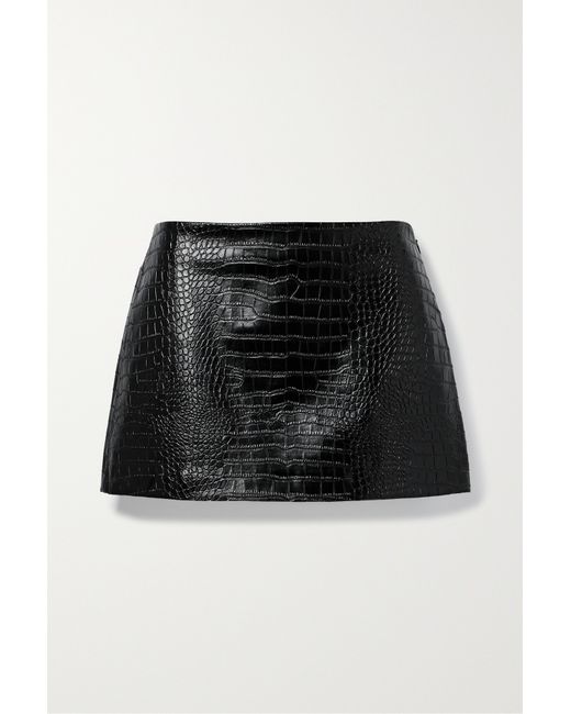 The Frankie Shop Mary Croc-effect Faux Leather Mini Skirt