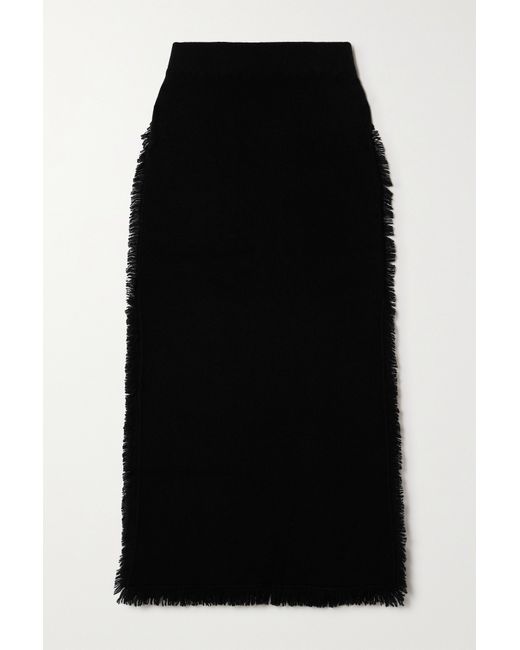 Lisa Yang Jin Frayed Cashmere Midi Skirt