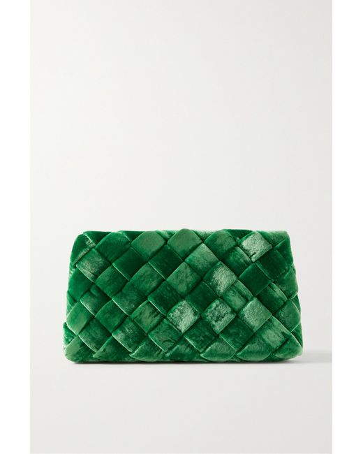 Loeffler Randall Aviva Woven Velvet Clutch Emerald