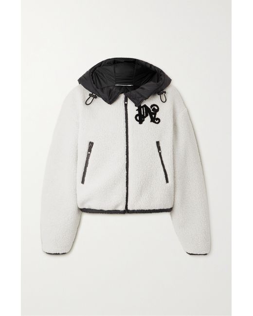 Palm Angels Shell-trimmed Hooded Faux Shearling Jacket